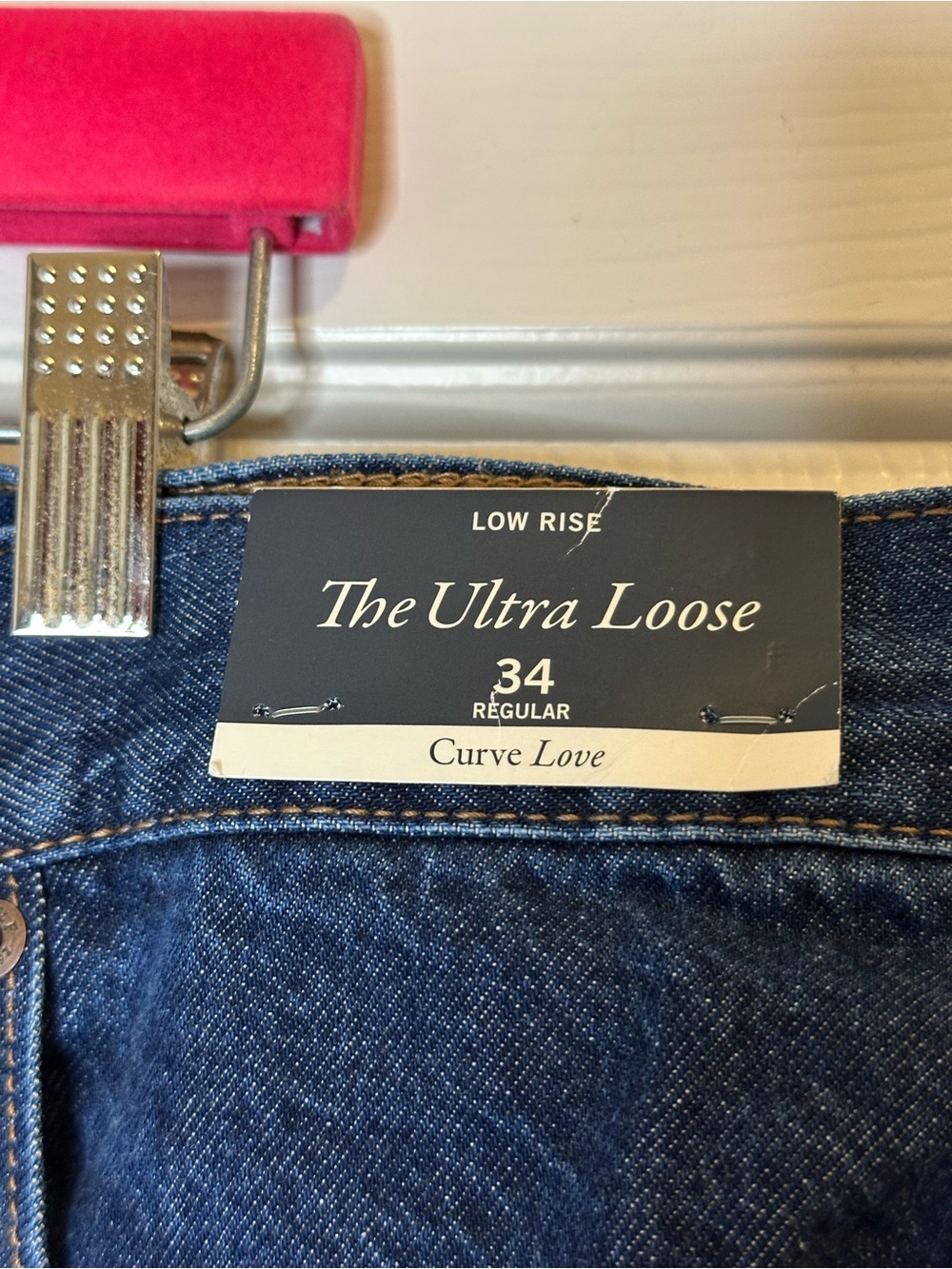 NWT Abercrombie & Fitch Dark Wash Curve Love The Ultra Loose Low Rise Sz 34 / 18 - Picture 7 of 8